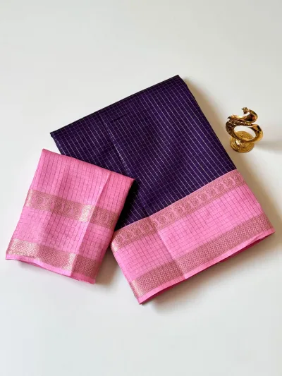 Pure Tussar Base Checks Saree